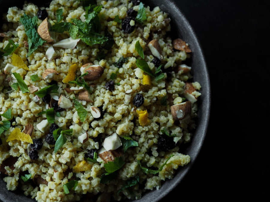 Millet with Orange, Almonds & Currants